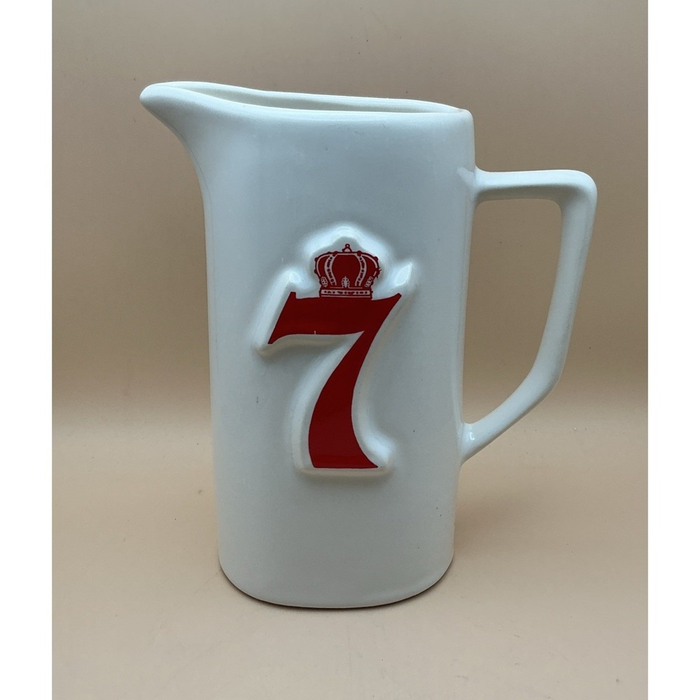 Vintage Seagram's‎ 7 Crown Whiskey 7" Ceramic Quart Bar Pitcher Embossed Logo